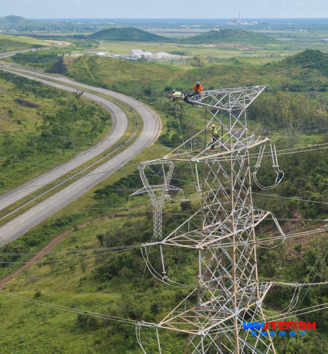 WhitefishEnergy's tweet photo. Significant progress made last week on towers in Salinas to power up Puerto Rico. https://t.co/rrMp3nBuUZ