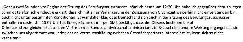 sven_giegold's tweet photo. Das ist wirklich das Letzte! #CDU/#CSU nutzen das Regierungsvakuum für völlig enthemmte Lobbypolitik! #Hendricks war weiterhin gegen Verlängerung der #Glyphosat-Zulassung, wie dieses Statement von ihr zeigt: https://t.co/Rbwd3nvyKh