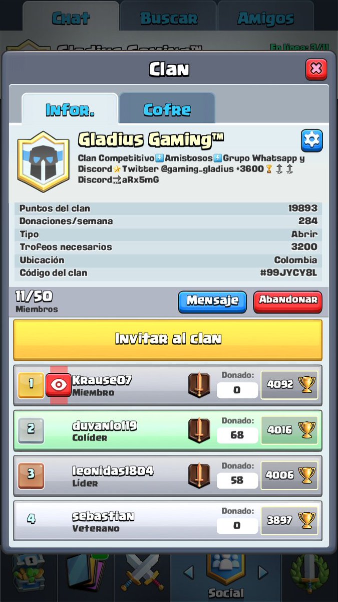 Unete! Clan Competitivo! Record copas 3600🏆🏆 Cartas en desafio 2k Estamos reclutando gente