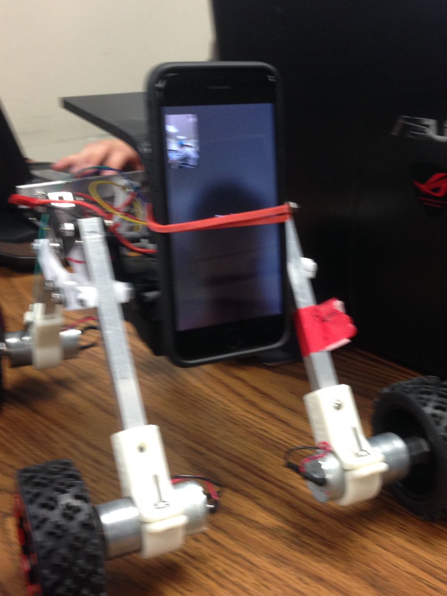 EngBlingineer's tweet photo. "Installing a webcam to our robot" #futuremodelsmayvary #AppleFaceTime #WorkSmartnothard @blinngineer https://t.co/flM6WIvtP1