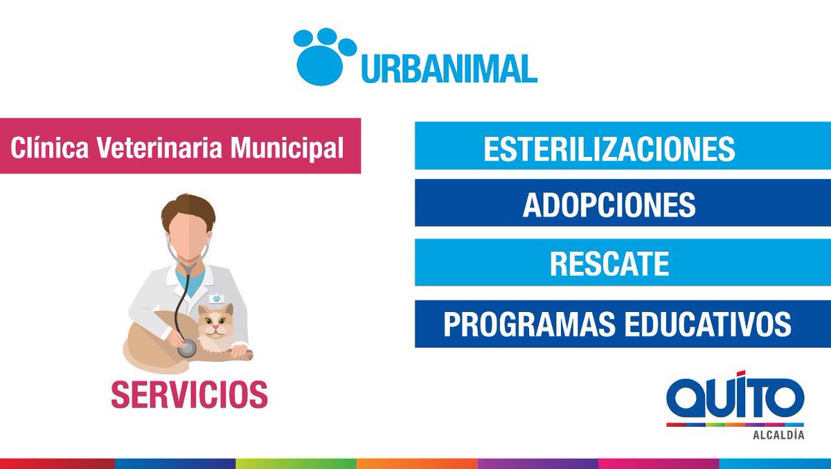 saludquito's tweet photo. Conoce que hace #QuitoPorLosAnimales👉🏻Te informamos sobre los servicios de la Clínica Veterinaria Municipal #Urbanimal https://t.co/d4qOaNBFTa
