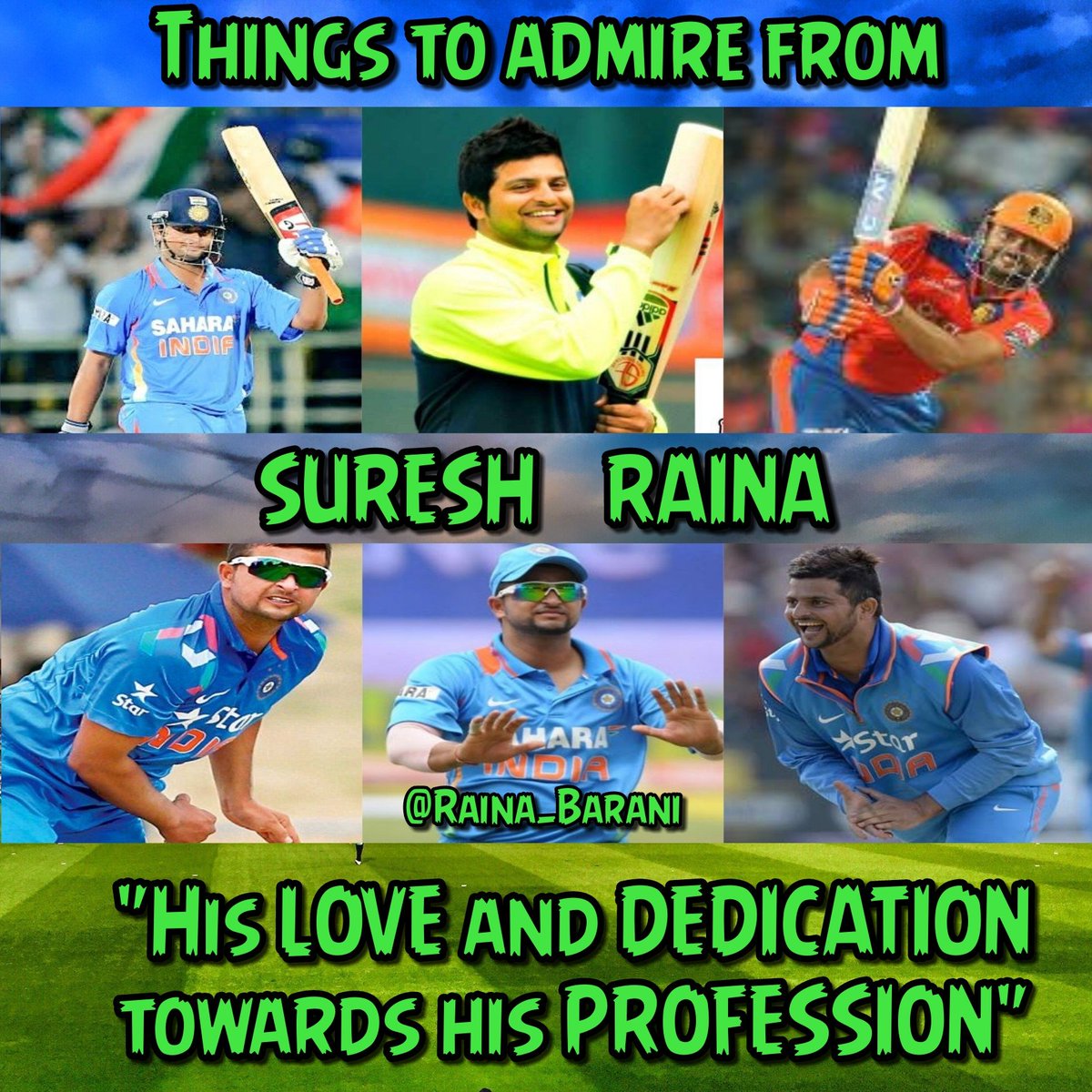 Raina_Barani's tweet photo. @ImRaina @Raina_Universe @dhoniraina_team @RainaticsUnited @ChennaiIPL @CSKFansOfficial @AravindRaina87 @abie_twtz @Yamuna_07 @SakshiRMishra @rainafan3 @PreethaRaina3 @akshaya_03 @Sarath_Raina @kanish_rana @_PriyankaCRaina @arpitasraina3 @raina_suriya @RainaImajay @mithunraina3 @Jack_Parmar12 @lavanya_14 @suhani2711 @NithishK7 @Meenakshibala03 @jagritiS3 @imDhoni_fc @RishabPant777 @imkuldeep18 @shivilkaushik36 12. @ImRaina 's dedication
"You cannot achieve until you love your profession "
"But this man inspite of his personal records he play for his #CountryRuns which shows the dedication towards #Proffession "
#HappyBirthdayRaina https://t.co/UT9GHg8hlZ