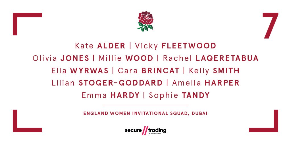 EnglandRugby's tweet photo. Good luck to the 12 heading to Dubai as part of the England Women's Sevens invitational team, playing as the England Royals 🌹 https://t.co/eJQI8xlsA8