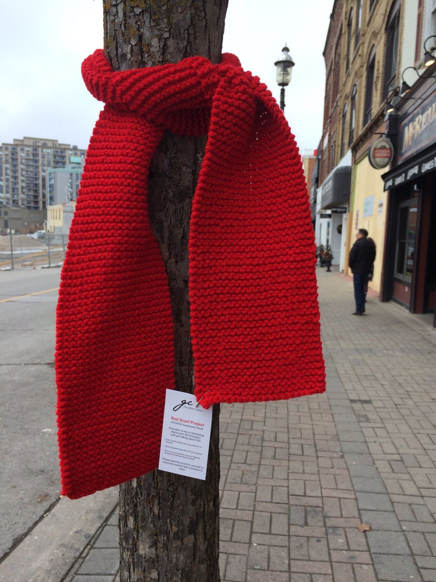 gilbertcentre's tweet photo. To launch #HIVAIDSAwarenessWeek, The Red Scarf Campaign tied up scarfs in downtown Barrie & Orillia today! Pick up a scarf to learn about HIV and keep yourself warm!
Take a selfie with you and the Red Scarf and share it with #RedScarf #HIVAwareness! https://t.co/1qdwPMEtvJ