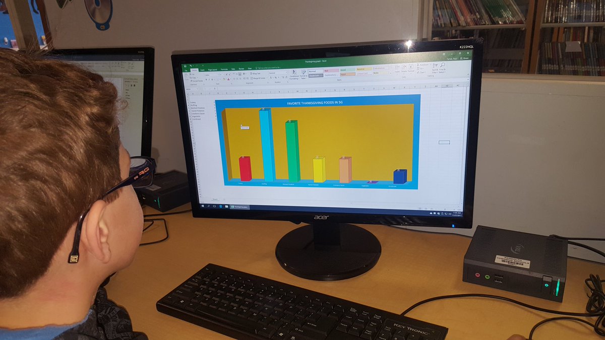 LibraryMediaCG's tweet photo. 5th Grade Ss using #excel to create Thankgibing graphs based on real data @CenterGroveES @RandolphSchools @grade5CG https://t.co/LL1H06oCu1