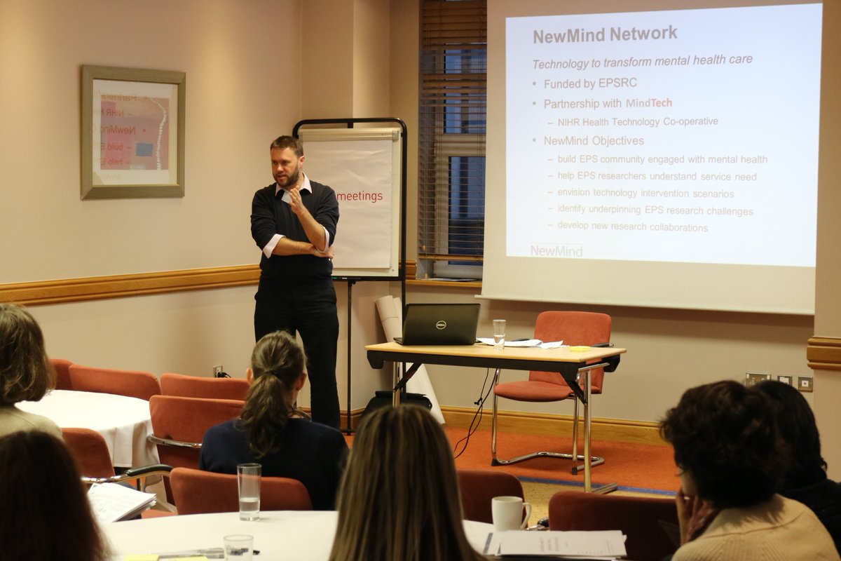 NewMindNetwork's tweet photo. Discussions at the latest @NewMindNetwork sandpit event have just got underway. Hoping to develop some interesting projects this afternoon. #mentalhealth #NewMindMH @NIHR_MindTech @EPSRC https://t.co/9OCYufEj3W