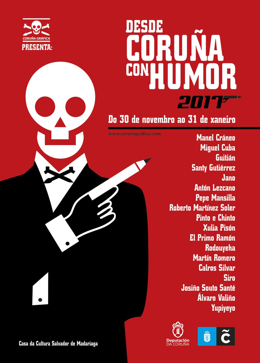 Cultura_Coruna's tweet photo. #DesdeCoruñaConHumor, mostra das e dos 18 artistas de humor gráfico da #CoruñaGráfica. Inauguración este xoves 30 ás 19.30 horas na Casa da Cultura Salvador de Madariaga. https://t.co/mm2vfMeldm