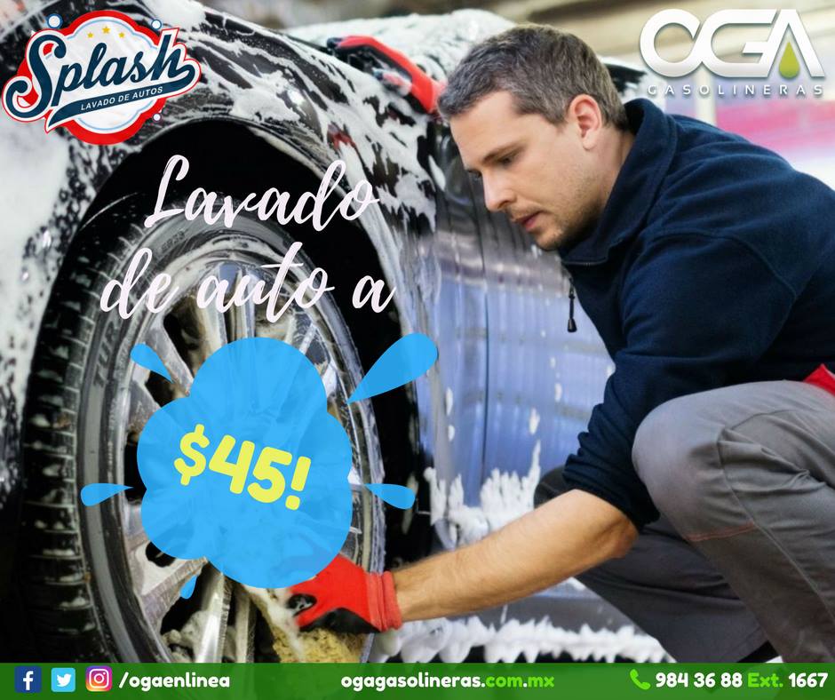 OGAenLinea's tweet photo. En Splash, el lavado de auto está a ¡$45 pesos! al solo presentar tu OGACARD.

#OgaEnLinea #SiempreCercaDeTi #FelizLunes https://t.co/NpXpOlWuUr