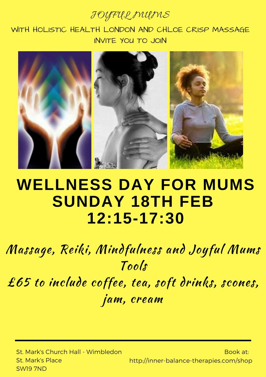 joyfulmums1's tweet photo. Wellness Day in #wimbledon in Feb. Would make a great Xmas present for you or a loved one. #reiki #Mindfulness #massage #stressmanagement #NLP https://t.co/cIoIuLkmoO