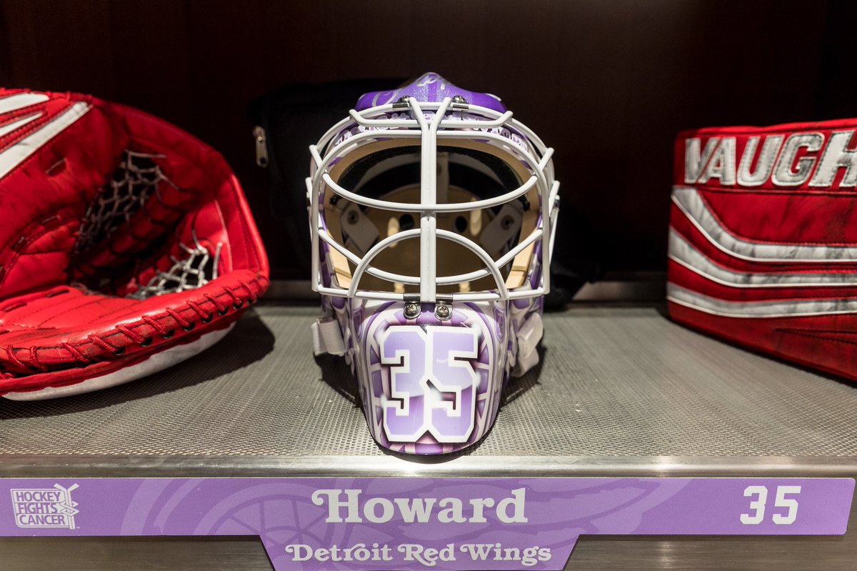 Jimmy Howard’s #HockeyFightsCancer mask to be worn and auctioned off tomorrow. #WingsFightCancer https://t.co/acfeFGMSvU