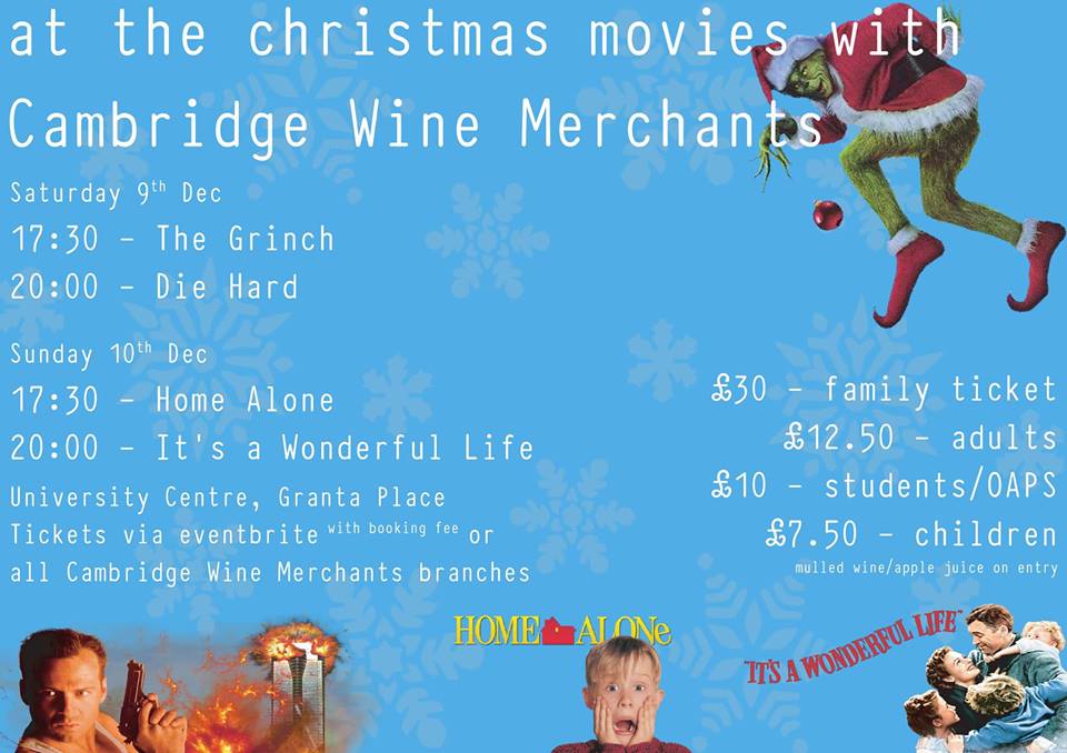 What are you doing on the 9 &amp; 10 Dec?? Make sure you join us for an amazing weekend of Christmas fun at the University Centre! Your favourite movies, Mulled wine, food trucks and popcorn! Tickets available at eventbrite.co.uk/o/cambridge-wi…