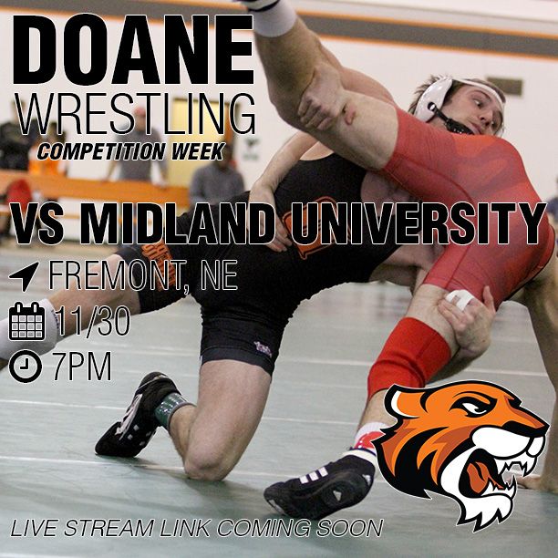 DoaneWrestling's tweet photo. Taking on the always tough Midland Warriors this Thursday. Can't wait to scrap!
#GoDoane #TigersCompete https://t.co/2cr7BdSq6c