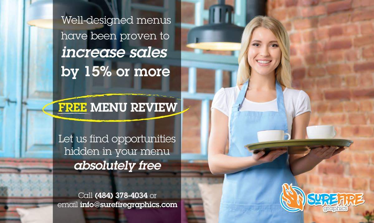 Surefire_GFX's tweet photo. Increase sales by 15% or more with a menu redesign. Contact us for a free menu review! https://t.co/rCH0Xb1YVO