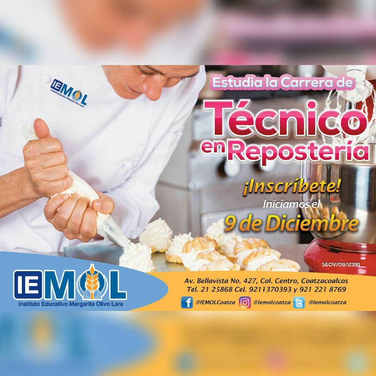 iemolcoatza's tweet photo. ESTUDIA LOS SÁBADOS EN #IEMOL, #TÉCNICOENREPOSTERÍA; ¡INSCRÍBETE!...INICIAMOS EL 9 DE DICIEMBRE. https://t.co/pEMunFWjFr