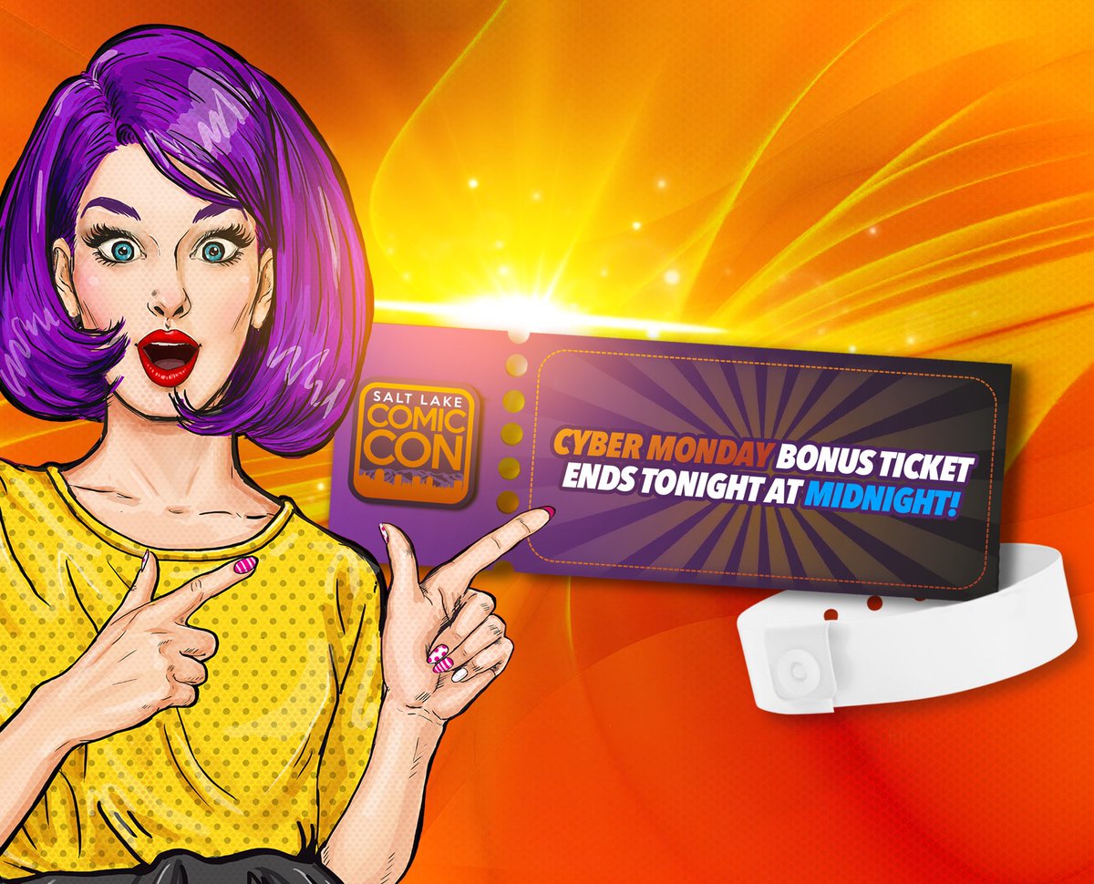 fanxsaltlake's tweet photo. ⏰ Our BONUS Thursday Pass offer ($15 value) expires TONIGHT #CyberMonday 11/27 at 11:59pm! Get one with the purchase of a #SLCC18 VIP or Gold Pass: https://t.co/V6gBeftcOV Upgrade or gift it! Download our gift cert: https://t.co/yglnogjwha #utah https://t.co/qjzt4nVgIP