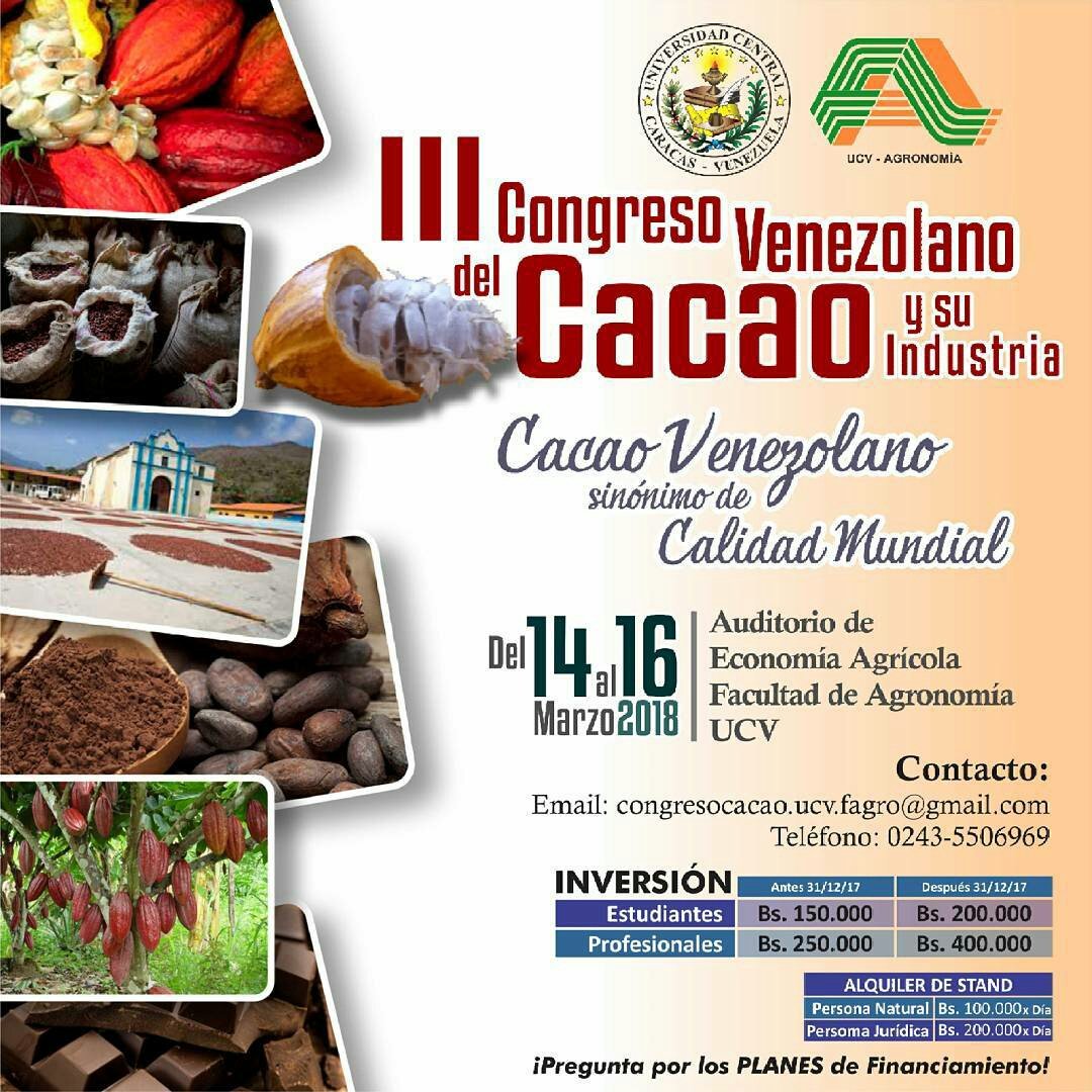 Propicio para los interesados del sector, se viene #Congreso #Venezolano #Cacao #Maracay #UCV