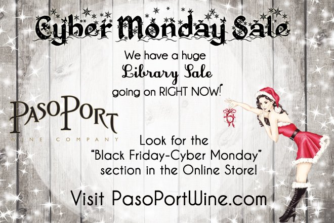 Pasoportwine's tweet photo. #CyberMonday2017 #CyberMondaydeals #SupportSmallBusiness #PasoPortWineCo https://t.co/3h2Jb5JGMp