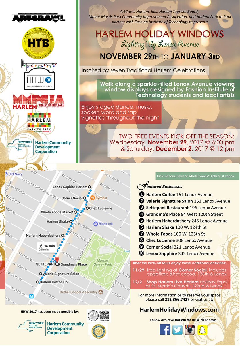 artcrawlharlem's tweet image. 🎄November 29 at our holiday windows kickoff and tree lighting, make sure to stop by Harlem haberdashery where they are hosting a gift and toy drive at 12pm! If you would like to participate please bring an unwrapped gift or toy. Hope to see you there!! 🎄