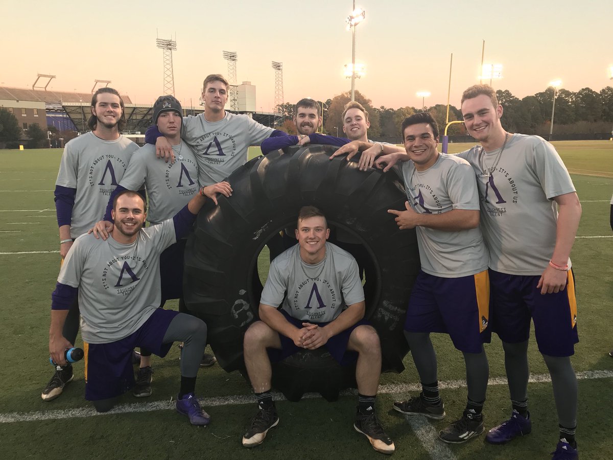 ECUBaseball's tweet photo. You got a tire flippin’, home run hittin’, flame throwin’ group of winners! #MissionWeek2017 https://t.co/FkZ2IexKzO