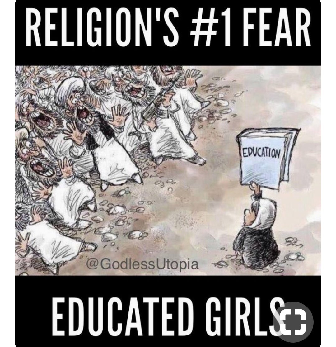 WHYIAMATHEIST's tweet photo. Religion's  1st fear =education https://t.co/eGFc2jUUab