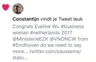 Onze rolmodellen worden gezien en gefeliciteerd. Eveline Wu winnares EZVN Zakenvrouw Award 2017 #diversiteit #rolmodellen #zakenvrouwen
<a href="/NHolwijn/">N. Holwijn</a> <a href="/maritzarussel/">Maritza Russel</a> <a href="/bregjevans/">BregjevanSpaendonck</a> <a href="/MaidatHomeNL/">Anoesjka Imambaks</a> @ArtieDebidien @r3vn3xt