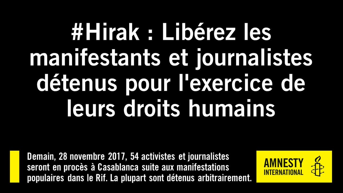 AmnestyMENA's tweet photo. #Maroc - Procès du #Rif à #Casablanca : Libérez les manifestants et journalistes détenus pour l'exercice de leurs droits humains #Hirak https://t.co/ECv6rKQaxn