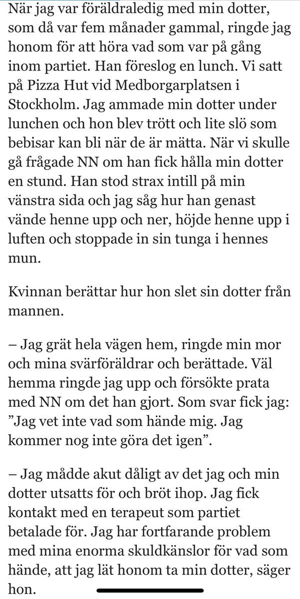 emanuelkarlsten's tweet photo. Det här var den vidrigaste skit jag läst. En Mp-riksdagsman som inte bara anstastat kvinnor utan också SPÄDBARN!? Anmält, men partiet har inte agerat?  https://t.co/TOh8nNGVXn https://t.co/Cb83gwY5rf