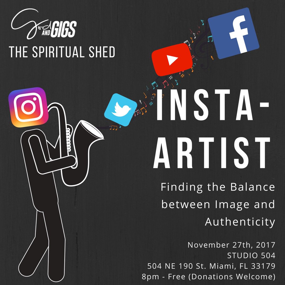 AllenCPaul's tweet photo. Are you a musician, artist or creative who feels overwhelmed by the pressure to be amazing on social media? Let’s talk about solutions to that feeling tonight at Studio 504, 504 NE 190th St, Miami Gardens at 8pm. Free admission - donations welcome. #GodandGigs https://t.co/Xf9yuBwE9w