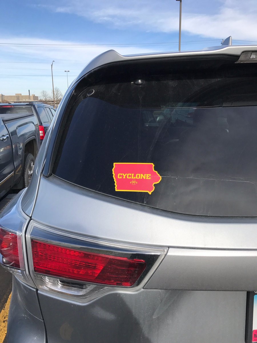 CycloneATH's tweet photo. This car is showing off some major ISU Pride! 

Tweet us photos of how you show Cyclone Pride with your #CycloneSticker! 🌪🌪 https://t.co/AY0eVq0Guy