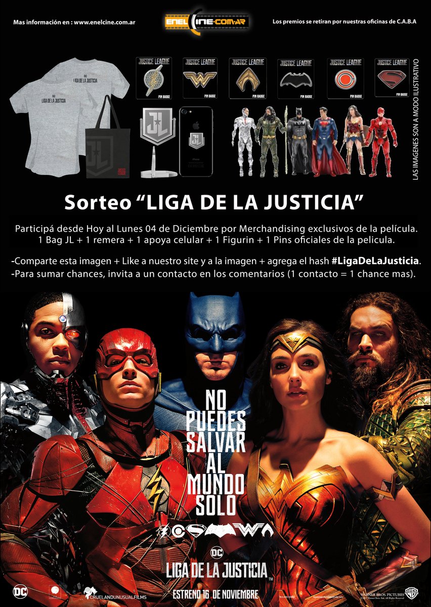 enelcine_ar's tweet photo. ¿QUERES PARTICIPAR POR PREMIOS DE #LigaDeLaJusticia?

#Nuevo #Sorteo gracias a @WBPictures_Ar. Seguí los pasos de la imagen y participa por premios de tus héroes Favoritos! https://t.co/2UHk2c8yTq