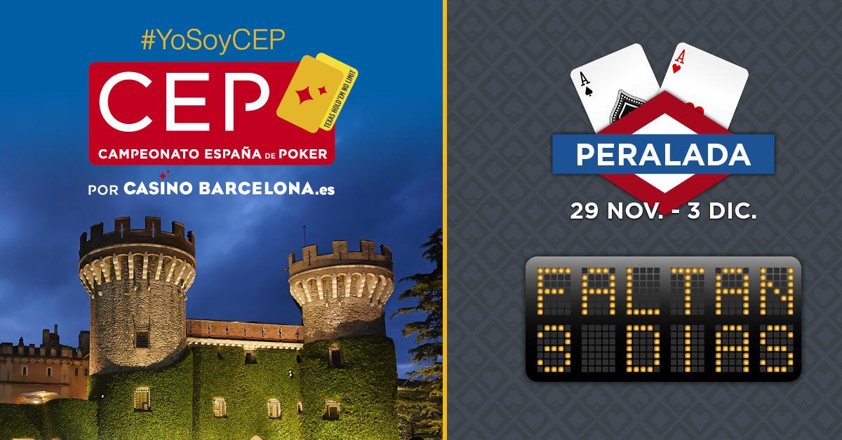 CEP_Poker's tweet photo. Sólo 3 días para la última parada del gran CEP. ¡El castillo nos espera en @CasinoPeralada #CEPPeralada #CEP2017 #YoSoyCEP https://t.co/8sscinL08T
