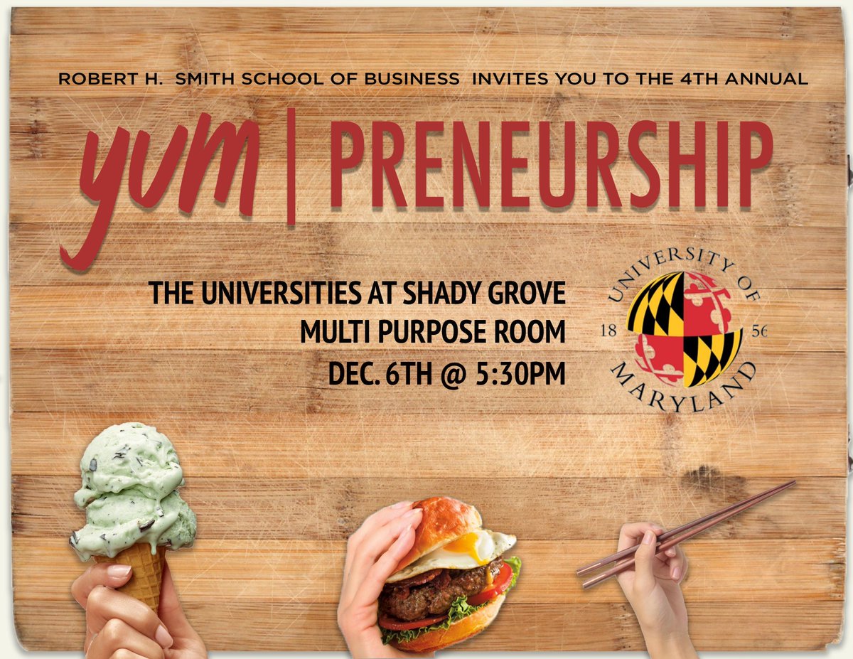 UatShadyGrove's tweet photo. Join us on December 6th at 5:30pm in sampling delicious food in our 4th annual YUMpreneurship Food Conference! We will be hosting over 60 plus food vendors from diverse restaurants and cafes of all types to one location for a night of food and fun! https://t.co/GDuJg4eZEL