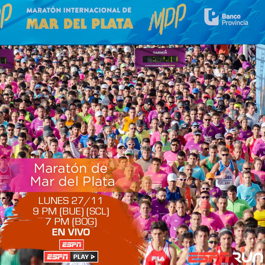 ESPNRun's tweet photo. #RunTV Hoy a las 9 PM (BUE/SCL) y 7 PM (BOG) se viene un nuevo programa de #ESPNRun con todo el color de #MARDELPLATAxESPN. ¡En ESPN y @ESPNPLAY! https://t.co/9USymBxH3Y