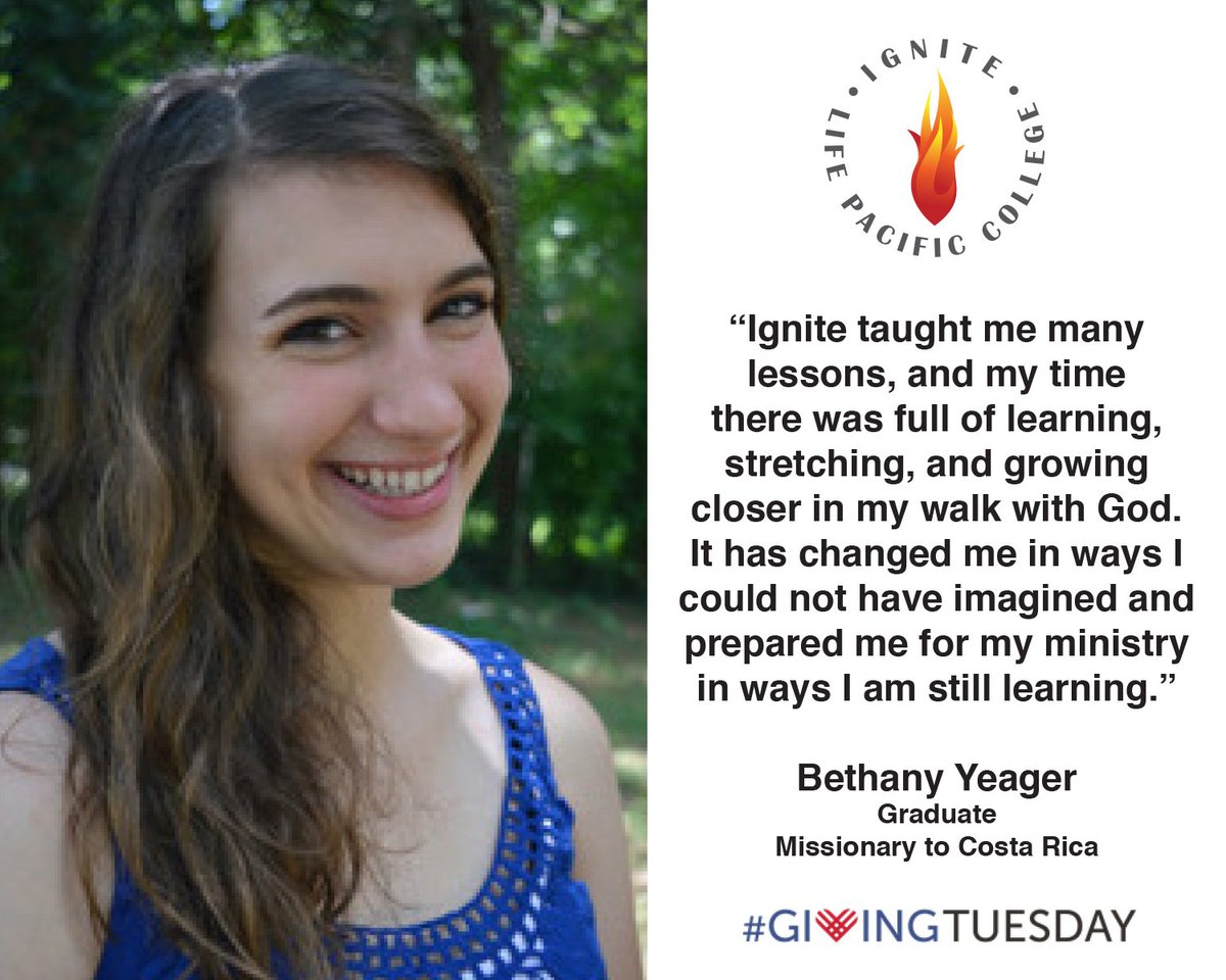 LPUVirginia's tweet photo. Because of her training and education at Ignite, Bethany graduated ready to step into her calling as a missionary.
#GivingTuesday is just hours away! https://t.co/8miGuVmHUe https://t.co/scRbRgOfHJ