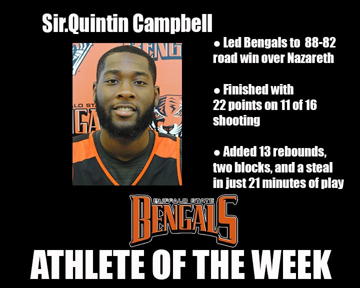 bscathletics's tweet photo. Congratulations to sophomore Sir.Quintin Campbell on being named the @bscathletics Athlete of the Week! #LetsGoBengals #BengalsMBB https://t.co/MolS6arwfE