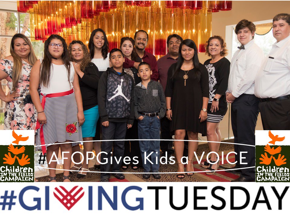 CIFCampaign's tweet photo. Go to our website, https://t.co/el6Ijqure6, and donate to Children in the Fields, to keep the campaign going!
#AFOPgives #GivingTuesday https://t.co/zKcwDsmZQx