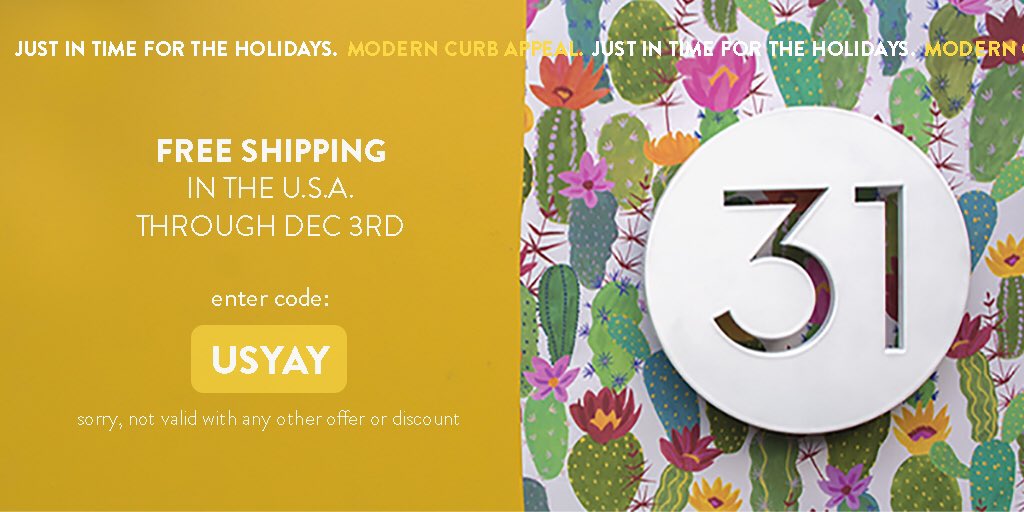 modernnumbers's tweet photo. {cyber monday}

enter USYAY at checkout for #FREESHIPPING in the U.S. modern #curbappeal just in time for the holidays! #modernhousenumbers https://t.co/xYDGqgSfdQ