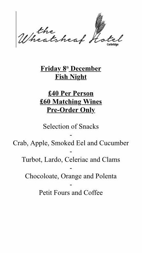 If Fish is your thing, then you don't want to miss out on this.
Book your table now on 01434632020