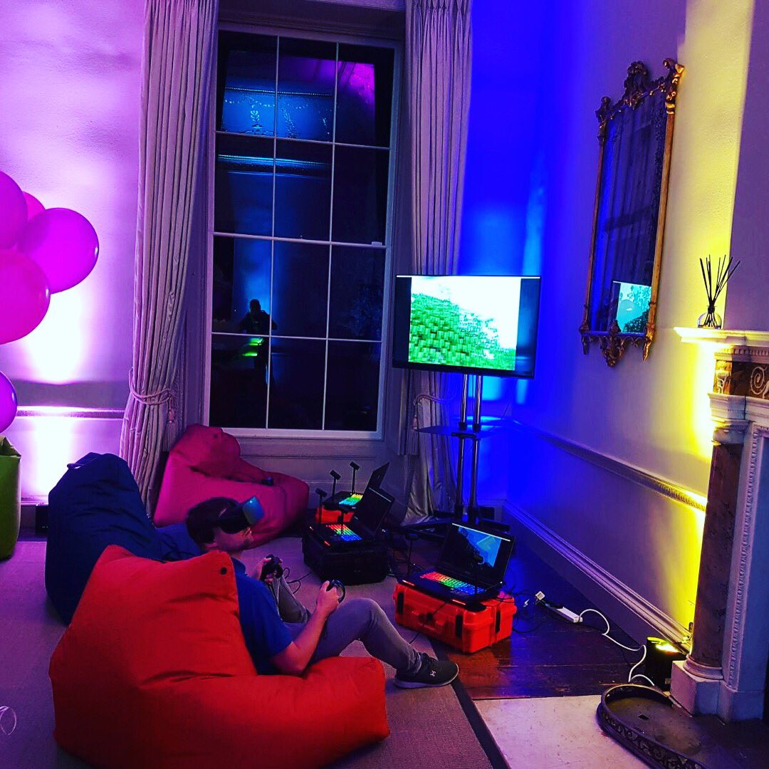 VRHire's tweet photo. We were busy on Saturday night! Fun times all round with some of our VR equipment. #vr #virtualreality #oculusrift #oculus https://t.co/Z4Sni3uL1E https://t.co/y0qzadOKvc