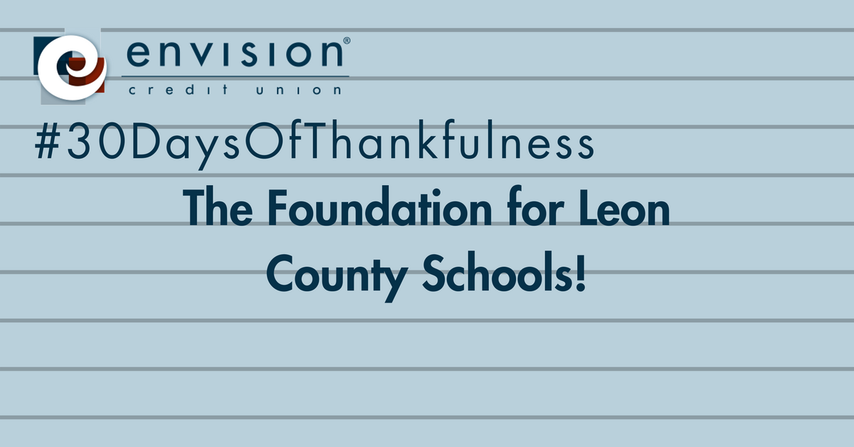 EnvisionCU's tweet photo. This #30DaysOfThankfulness we are thankful for the @Foundation4LCS. What a great partnership in Leon County and resource for Tallahassee teachers. https://t.co/utfHslXgMB