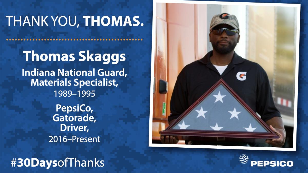 PepsiCoJOBS's tweet photo. All month, we've shown our gratitude for USA's #veterans and military families with #30DaysOfThanks. Retweet to thank Thomas for his service! https://t.co/FKysviPm3H