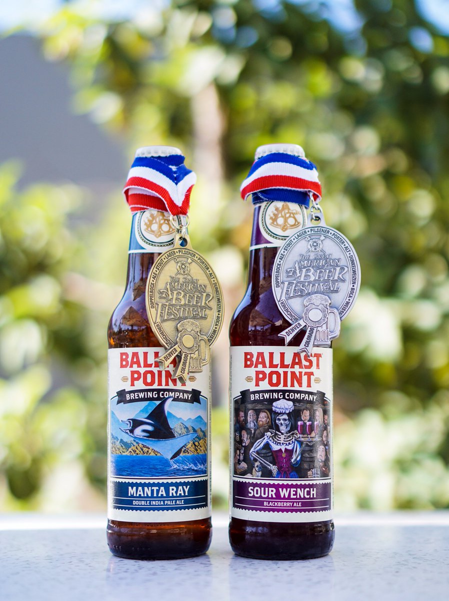 BallastPoint's tweet photo. 2017 has been another fantastic year with 30 total medals; nine gold, nine silver, and 12 bronze. The top medal winners were Piper Down, Manta Ray, Grunion, Longfin, and Russian Imperial Stout. A total of 21 different beers brought home at least one medal. Time to celebrate 🍻 https://t.co/IKJh2BO4E9