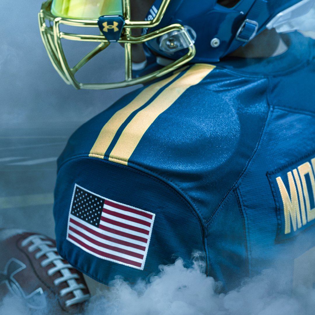 SBNation's tweet photo. These Blue Angels-inspired @NavyFB uniforms for the Army-Navy game are 🔥🔥🔥 https://t.co/33UydgAAKK