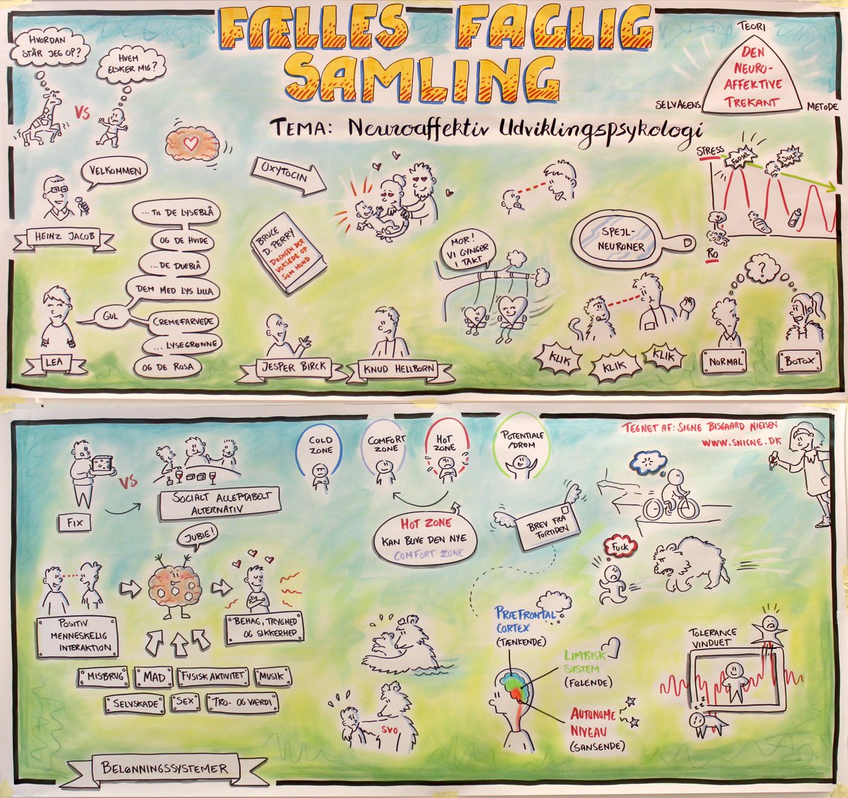Snigne's tweet photo. A #GraphicRecording I did last week (in danish). Theme: Neuro-affective Developmental Psychology by Jesper Birck &amp; Knud Hellborn #VisualThinking #NeuroScience #Psychology https://t.co/6haGheAwjs