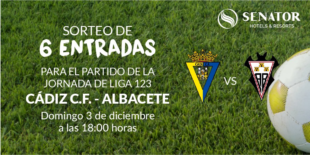 SenatorHR's tweet photo. SORTEO| Regalamos 6 entradas a 3 personas para el #cadizalbacete ✅ Mencione a su acompañante ✅ Siga a @Senator_HR y ReTweet Resolución: viernes 01-DIC https://t.co/a9BUXugVyo