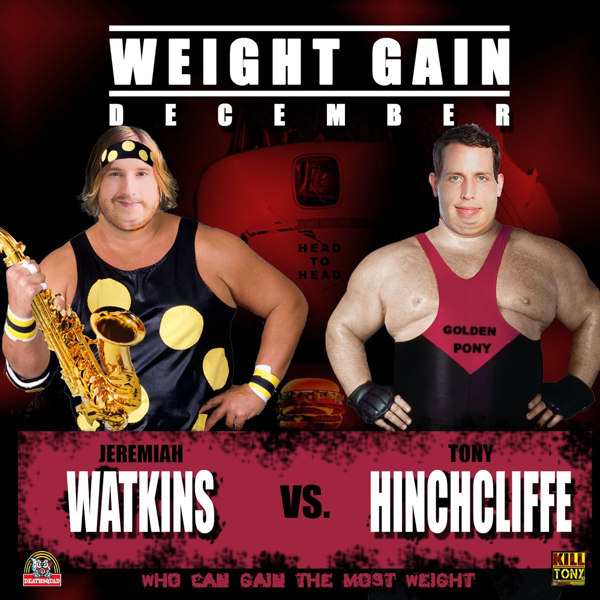 jeremiahstandup's tweet photo. Weight Gain December starts Dec. 1st! (Kill Tony returns Dec. 4th) IT'S BACK ON! See who can GAIN more weight! #DiabetesDecember #FillTony #DEATHSQUAD #GoldenPonyVsGoldenGoose #TeamTony #TeamJeremiah CC: @joerogan @tomsegura @arishaffir @bertkreischer https://t.co/JWdU4cxCol