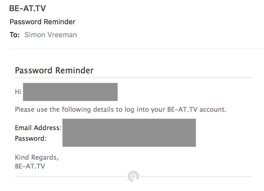 vreeman's tweet photo. I'm spending my Monday night on changing passwords. Just found a website that still sent passwords in plain text to you when you try to reset it. https://t.co/ur3MiEguNY