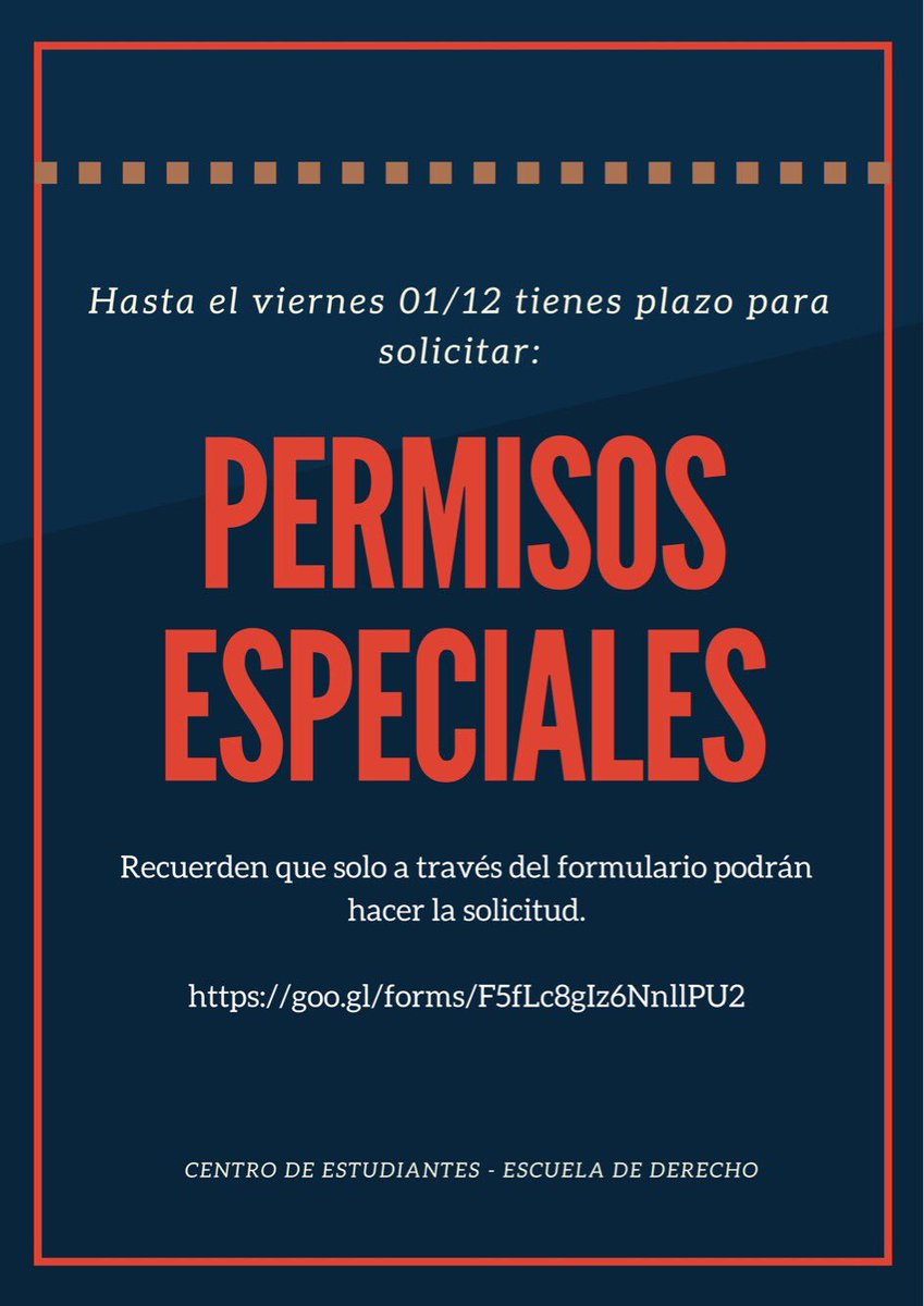 Recuerda que tienes hasta el 01/12 para solicitar "Permiso Especial" llenando el formulario que encontrarás en la imagen.