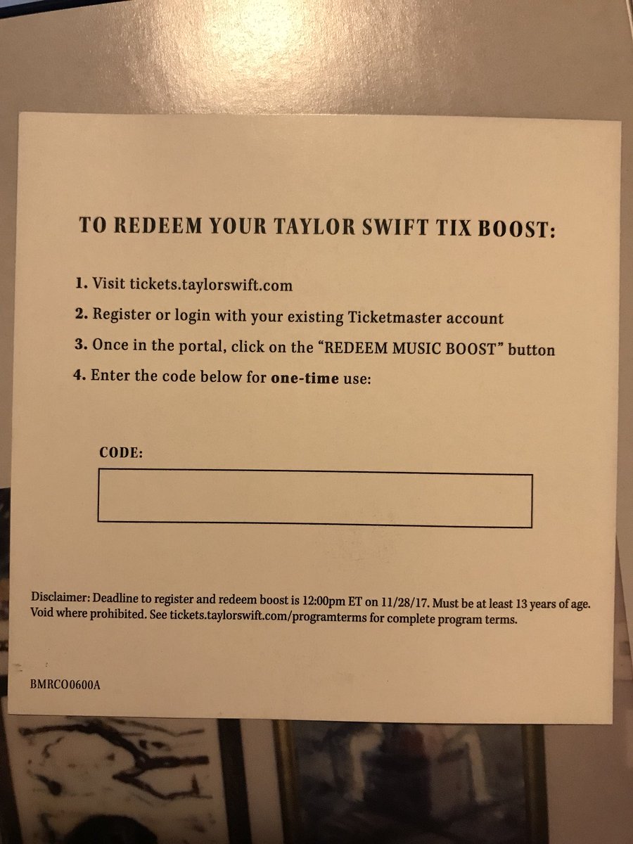 caitlin_sauriol's tweet photo. .@taylorswift13 @taylornation13 @Ticketmaster my magazine I purchased came with a blank code:( #NEEDtoGetTSwiftTickets #LoveYouSoMuch #TixBoost #ColumbusInJuly #TaylorSwiftTix #ComeToMyWeddingPlz062318 #Reputation 🖤 https://t.co/JtMthJOxEz