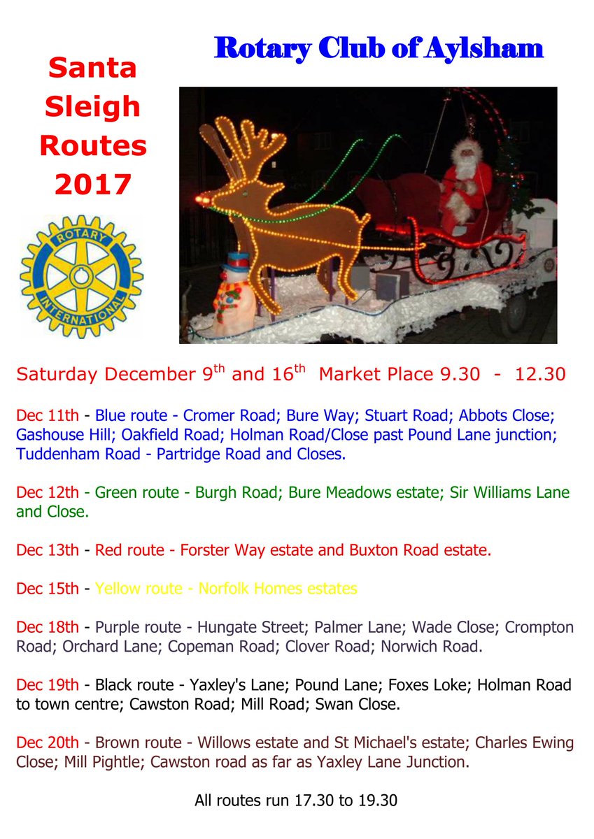 Santa and his sleigh will be back in Aylsham - see our poster for details of all the routes🎅